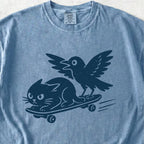 Cat and Crow Skateboard Tshirt