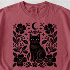 Black Cat Floral Tshirt