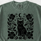 Black Cat Floral Tshirt