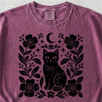 Black Cat Floral Tshirt