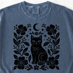 Black Cat Floral Tshirt