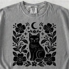 Black Cat Floral Tshirt