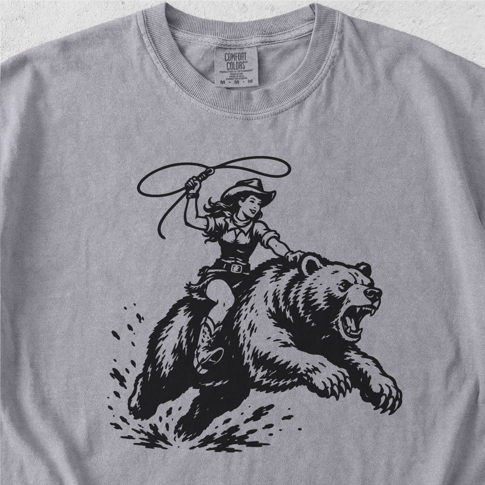 Cowgirl Riding Grizzly Tshirt