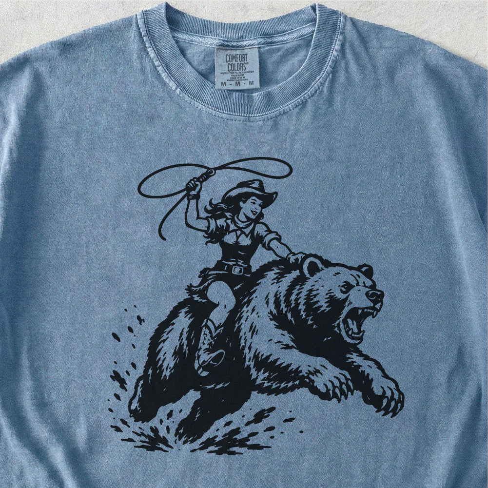 Cowgirl Riding Grizzly Tshirt