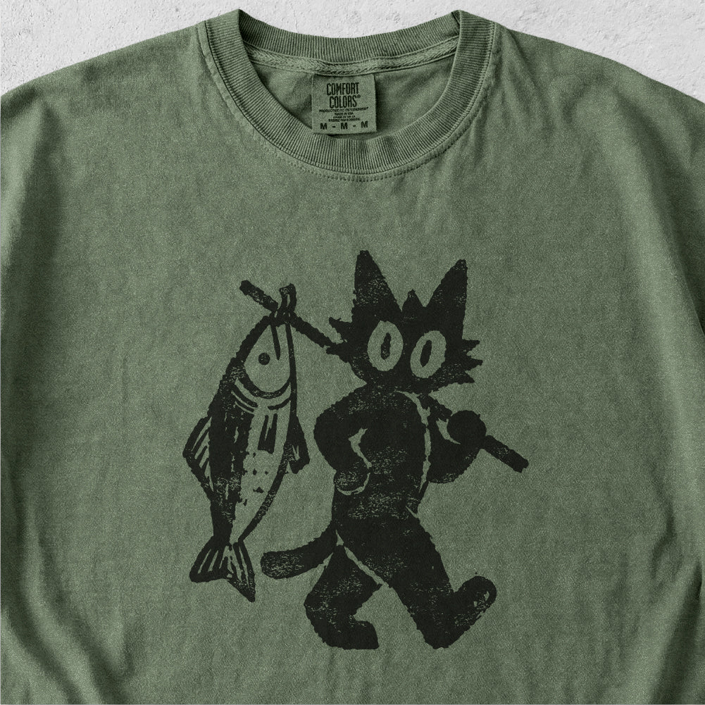 Cat With Fish Tshirt
