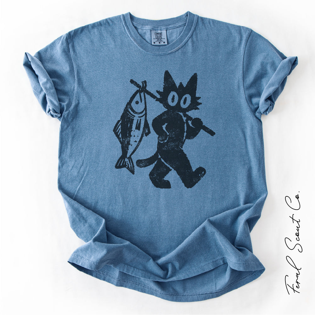 Cat With Fish Tshirt
