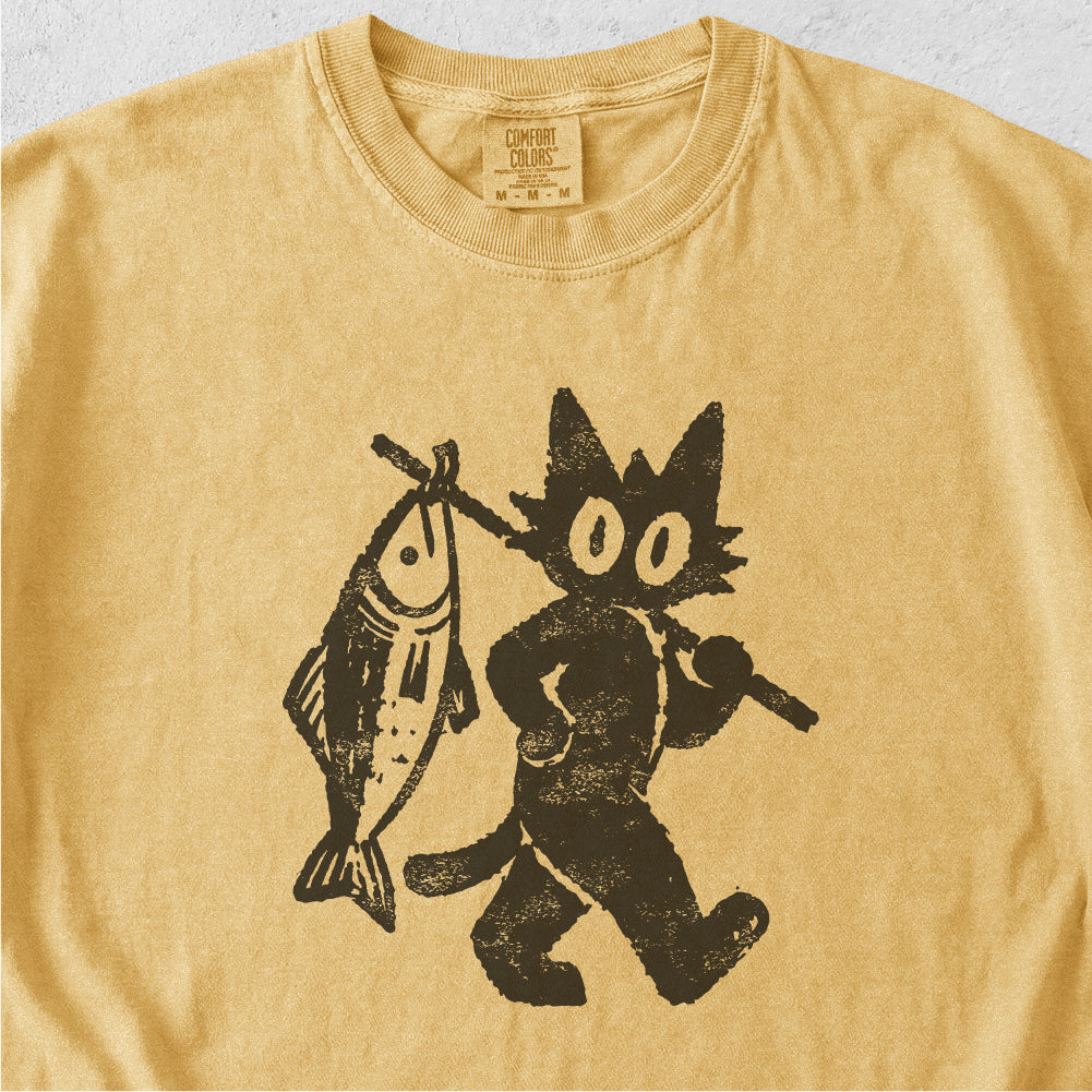Cat With Fish Tshirt