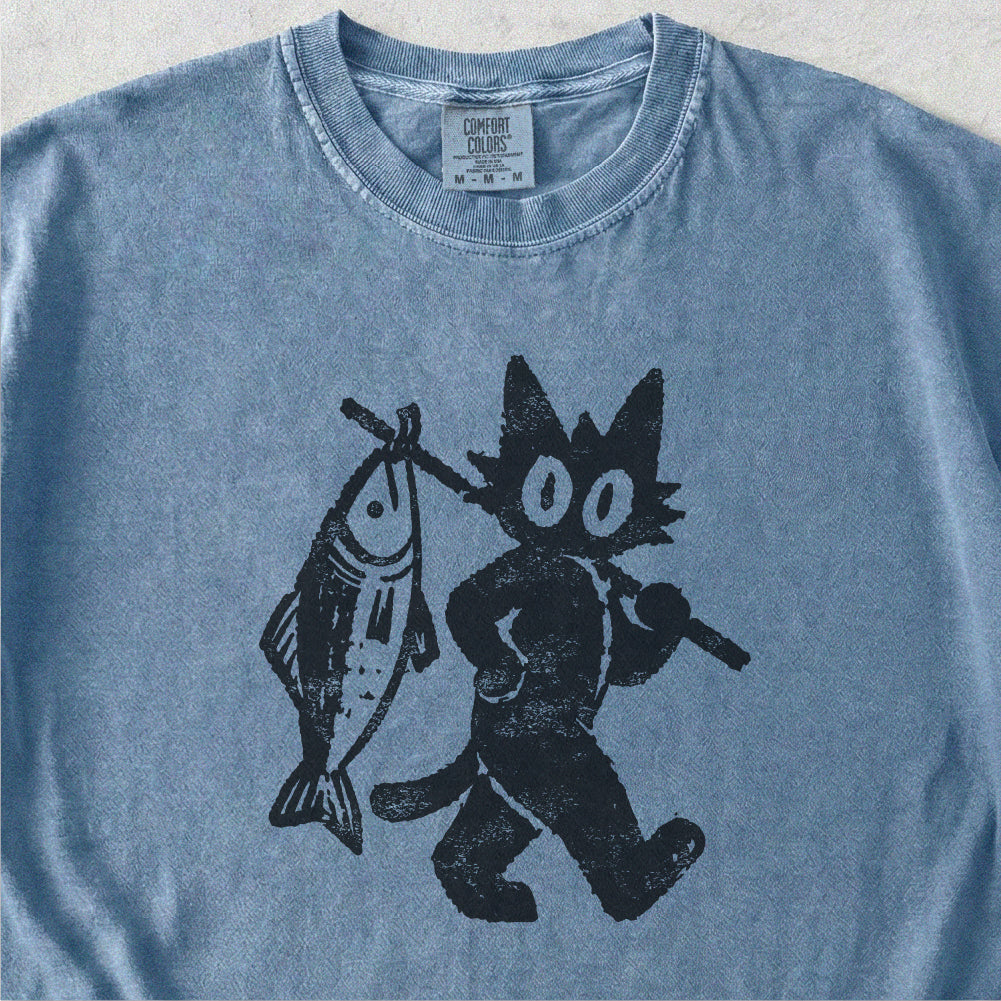 Cat With Fish Tshirt