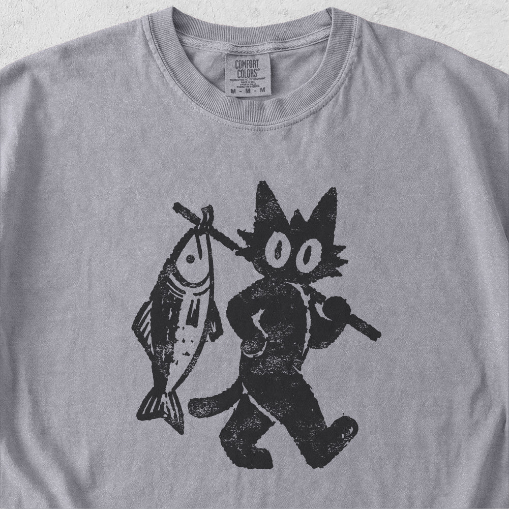 Cat With Fish Tshirt