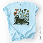 Wildflower Book Cat Tshirt