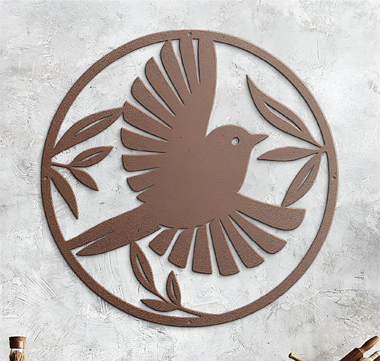 Bird Circular Steel Cut Sign