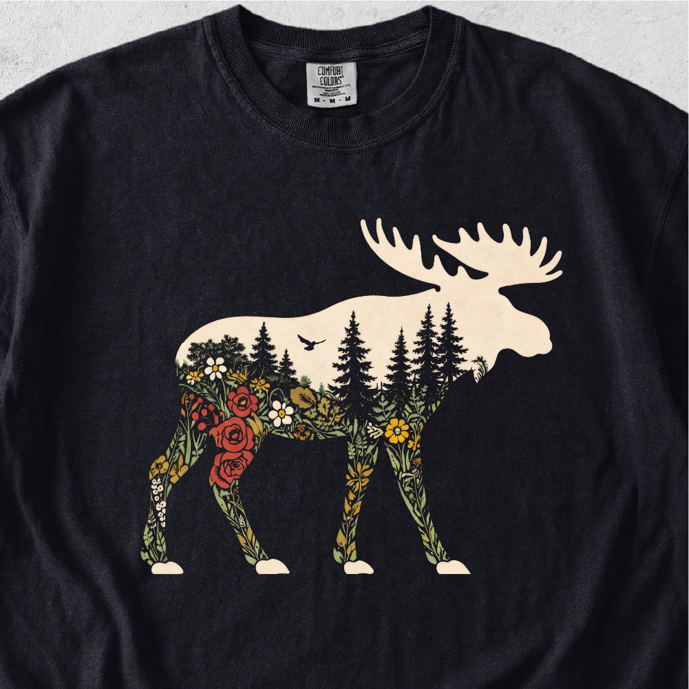 Moose Forest Wildflower Tshirt