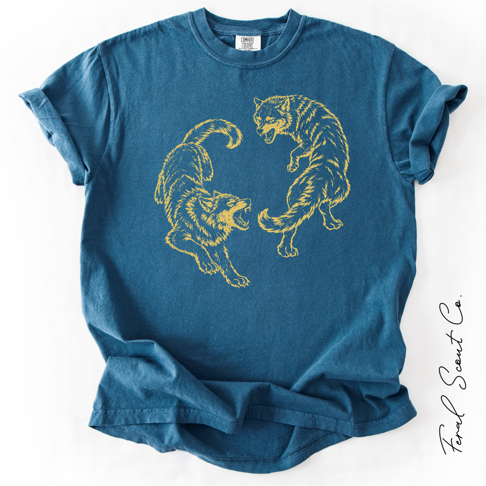 Two Wolves Fighting Tshirt