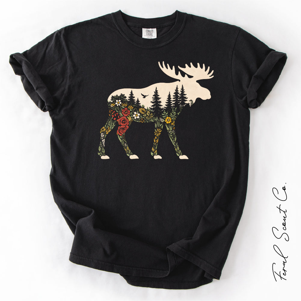 Moose Forest Wildflower Tshirt