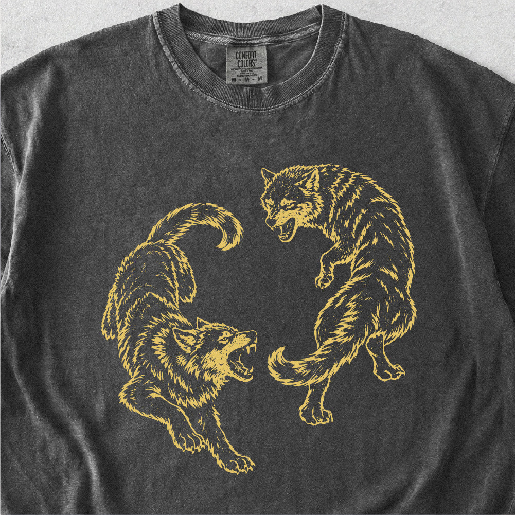 Two Wolves Fighting Tshirt