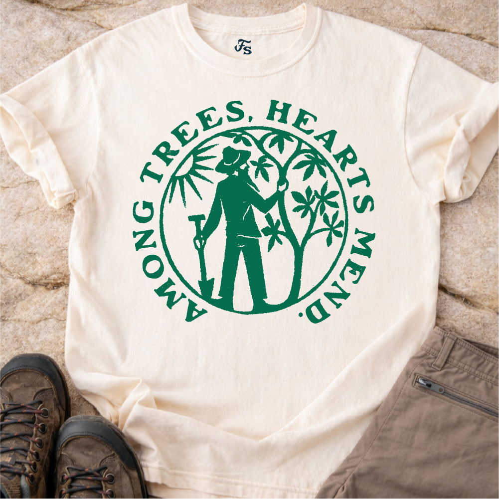 Among Trees Hearts Mend Tshirt