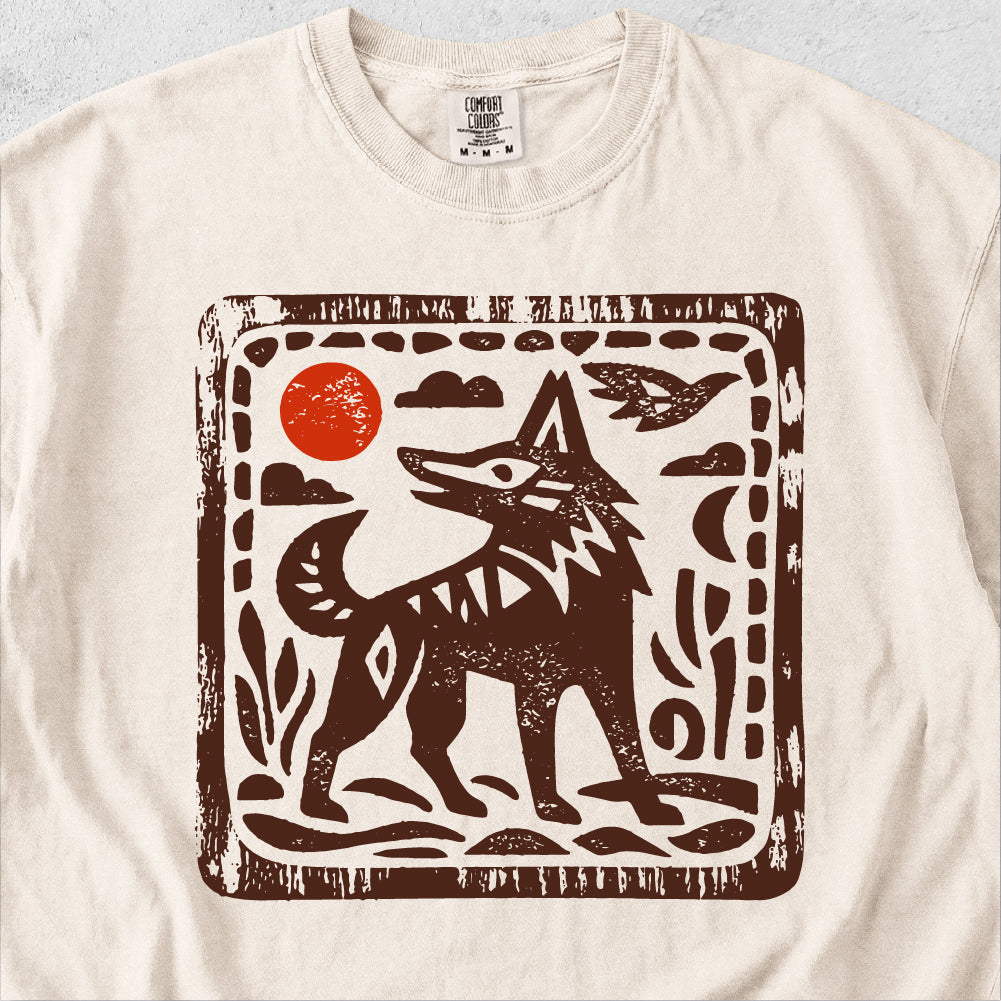Wolf Folk Art Tshirt