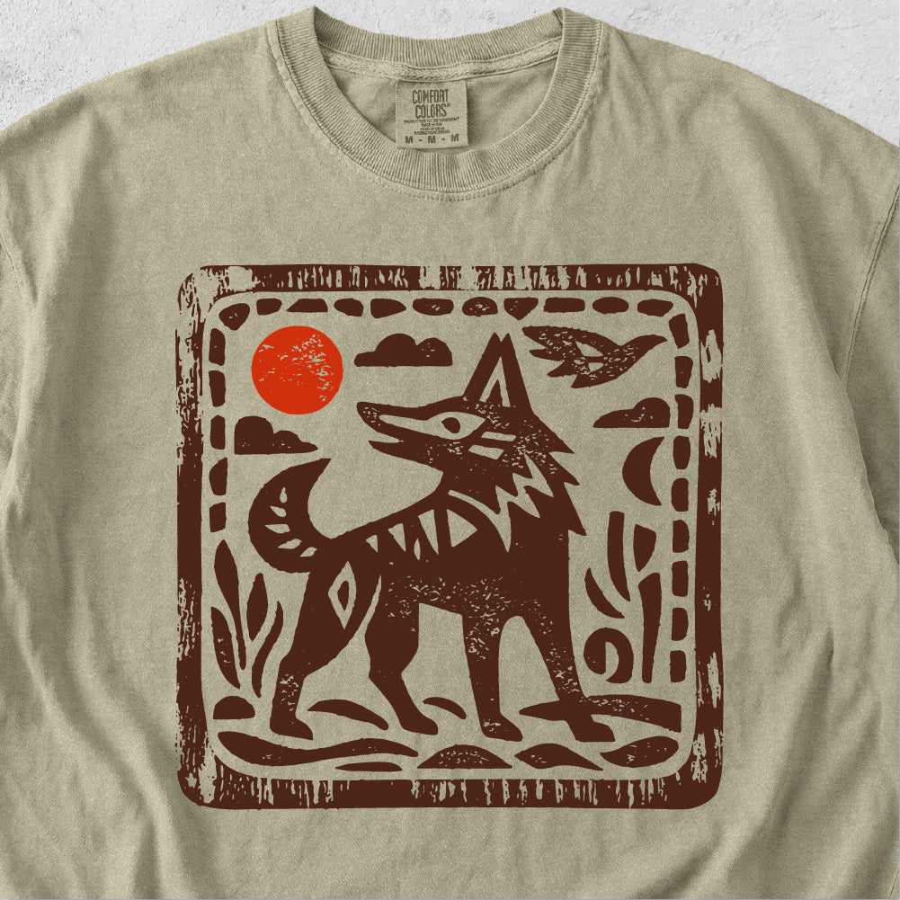 Wolf Folk Art Tshirt