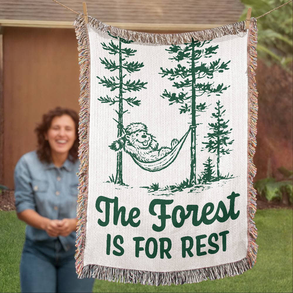 The Forest Is For Rest Woven Blanket