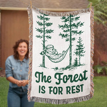 The Forest Is For Rest Woven Blanket