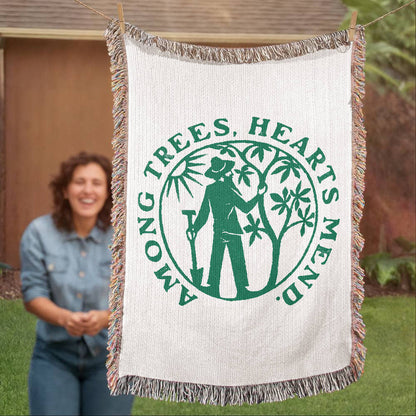Among Trees, Hearts Mend Woven Blanket