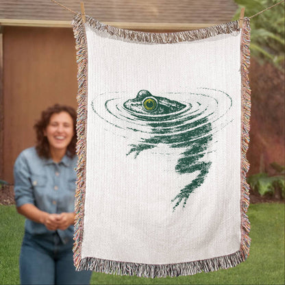 Frog Swimming Woven Blanket