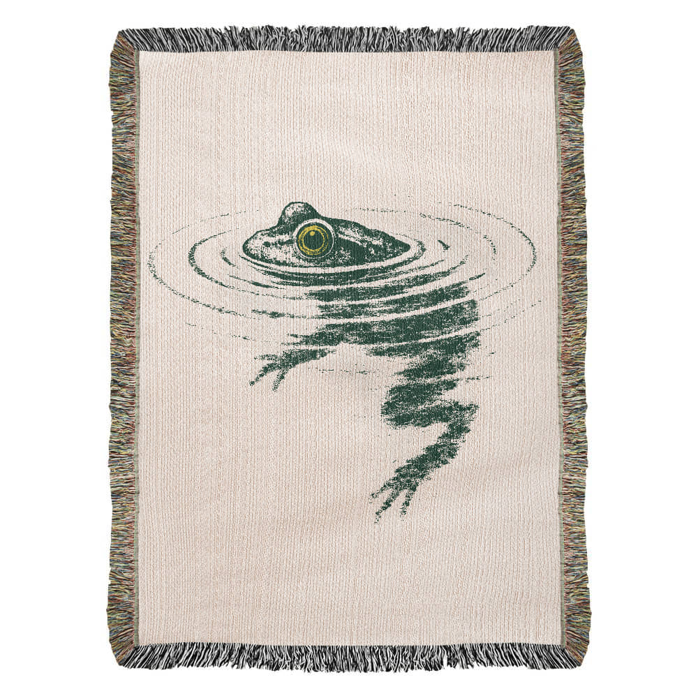 Frog Swimming Woven Blanket