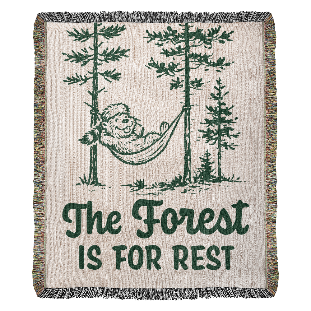 The Forest Is For Rest Woven Blanket
