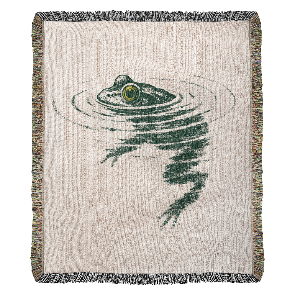 Frog Swimming Woven Blanket