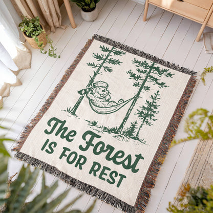 The Forest Is For Rest Woven Blanket