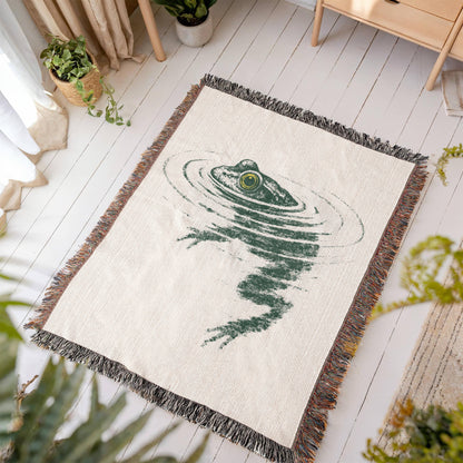Frog Swimming Woven Blanket