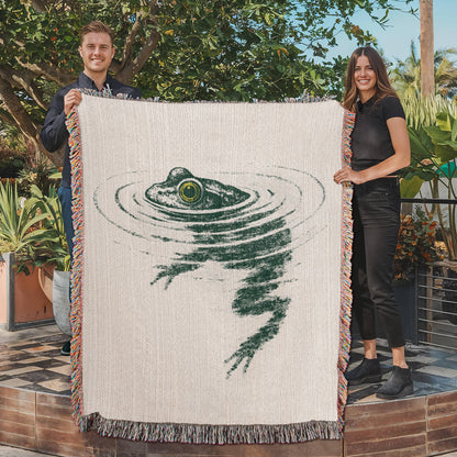 Frog Swimming Woven Blanket