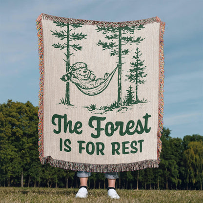 The Forest Is For Rest Woven Blanket