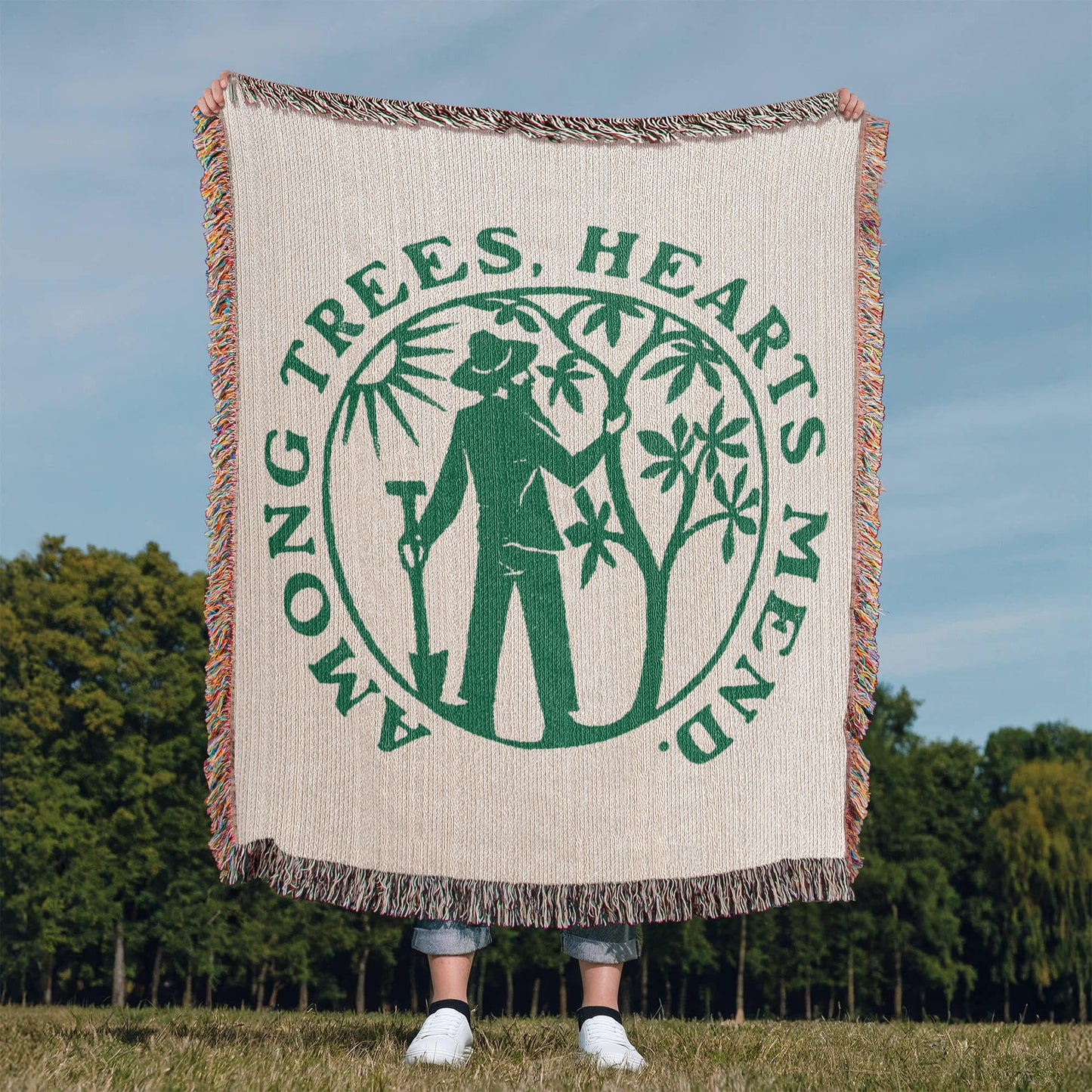 Among Trees, Hearts Mend Woven Blanket