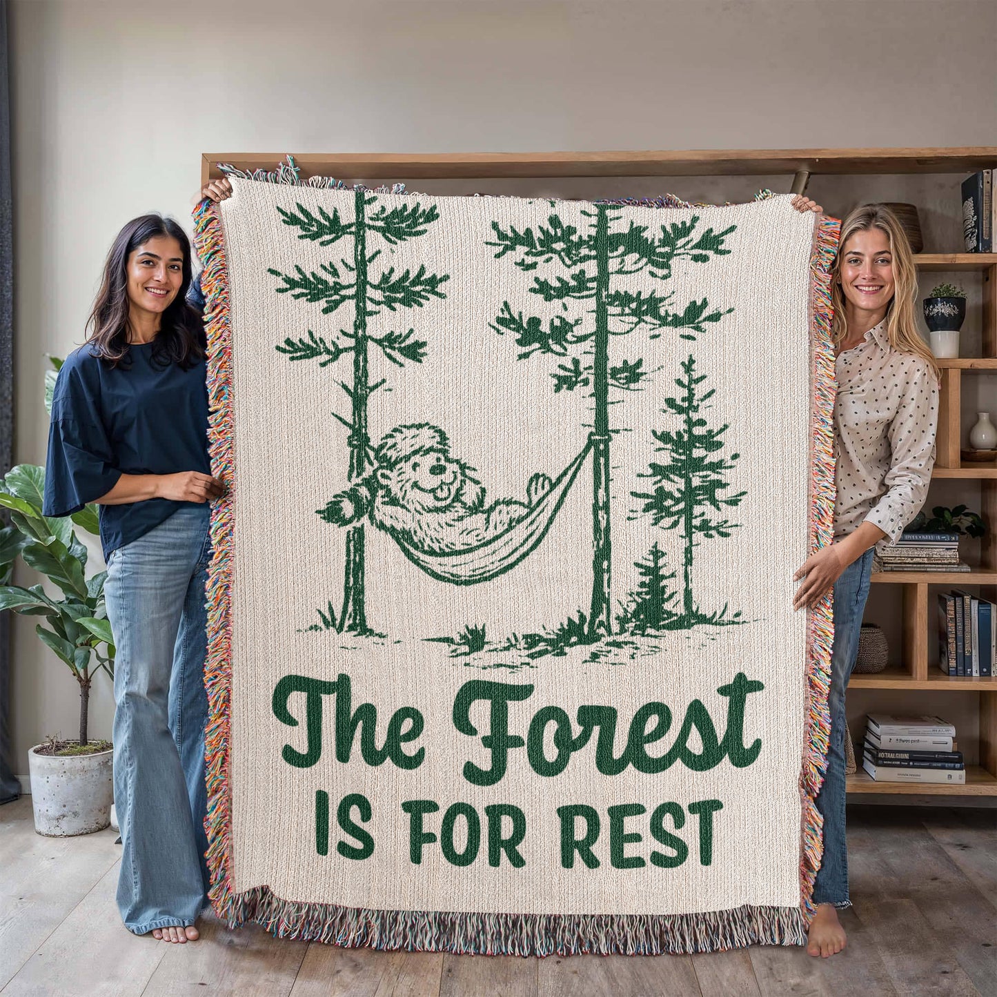 The Forest Is For Rest Woven Blanket