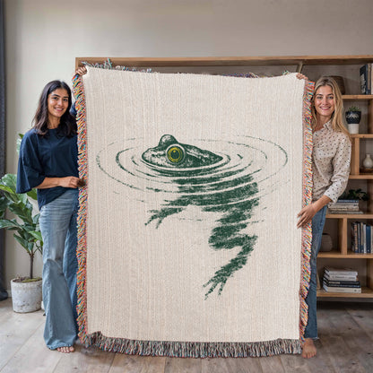 Frog Swimming Woven Blanket