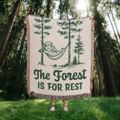 The Forest Is For Rest Woven Blanket