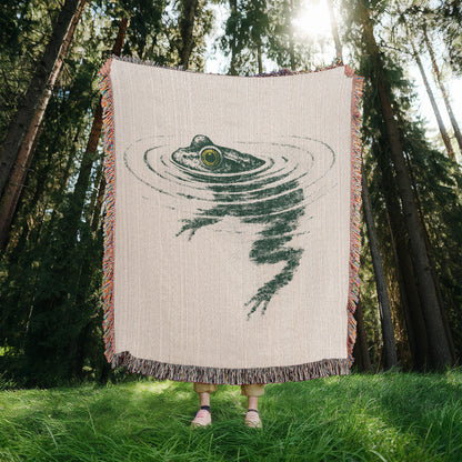 Frog Swimming Woven Blanket
