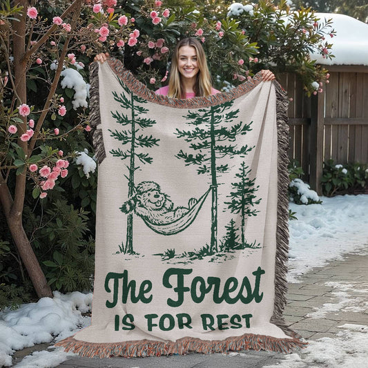 The Forest Is For Rest Woven Blanket