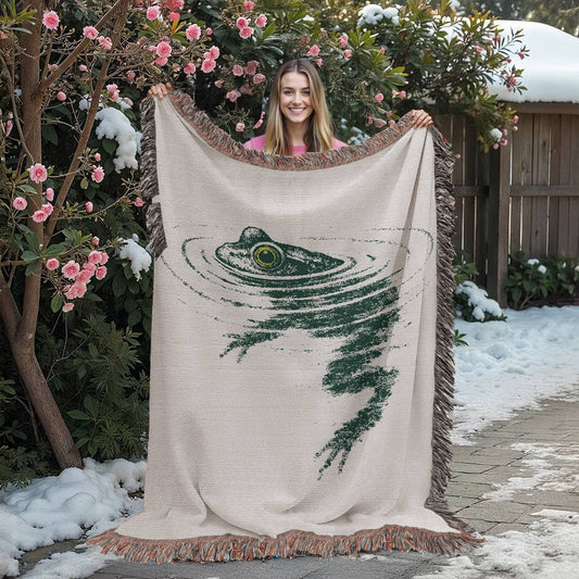 Frog Swimming Woven Blanket