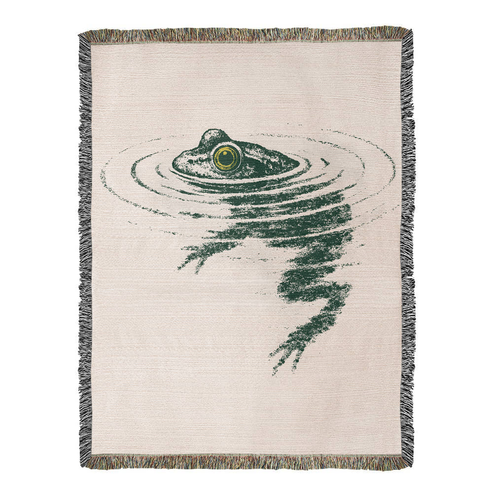 Frog Swimming Woven Blanket