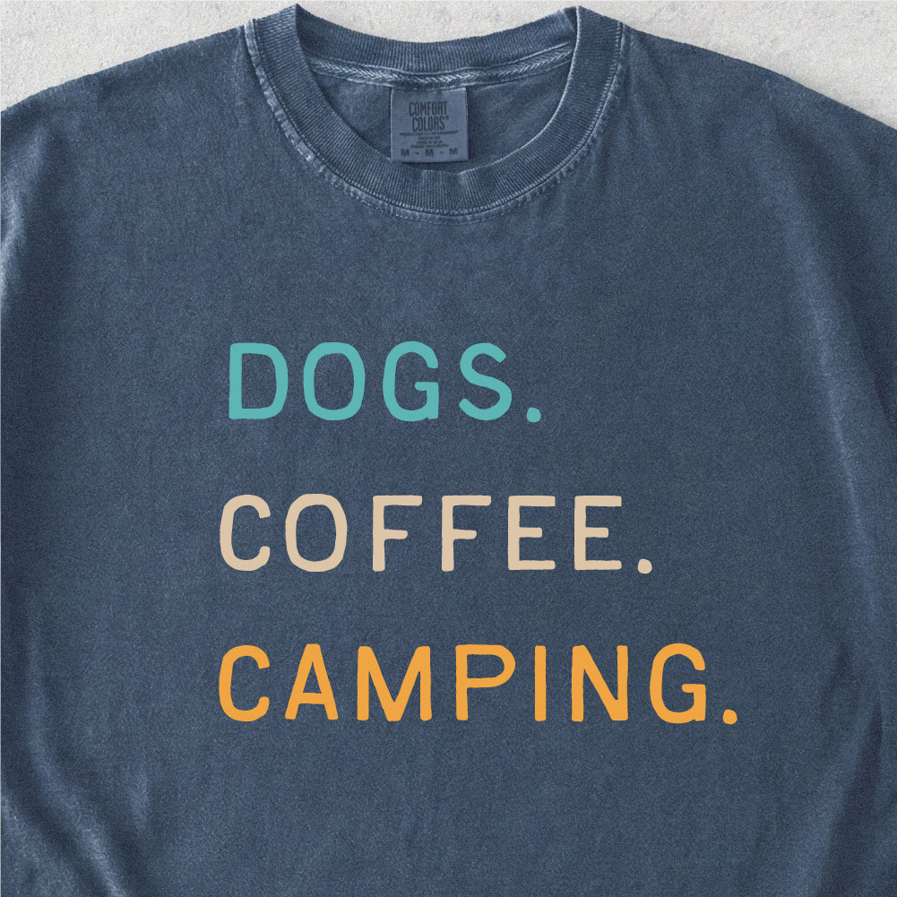 Dogs Coffee Camping Tshirt
