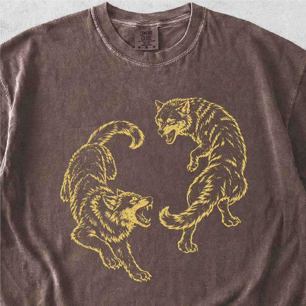 Two Wolves Fighting Tshirt