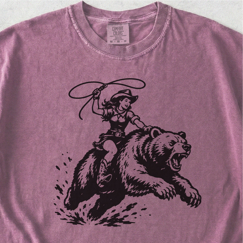 Cowgirl Riding Grizzly Tshirt